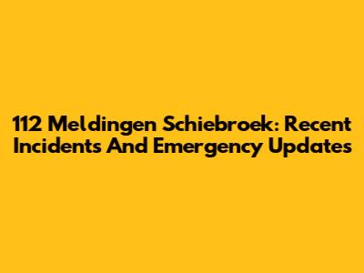 112 Meldingen Schiebroek: Recent Incidents And Emergency Updates