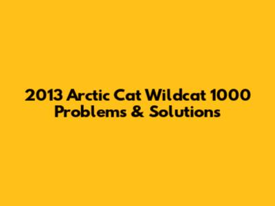 2013 Arctic Cat Wildcat 1000 Problems & Solutions