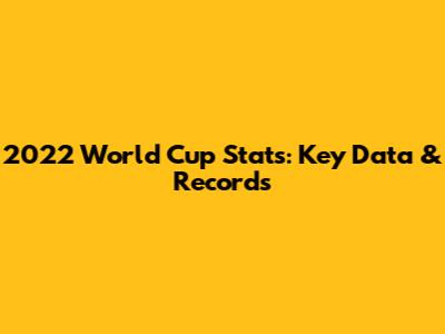 2022 World Cup Stats: Key Data & Records