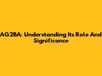 AG2BA: Understanding Its Role And Significance