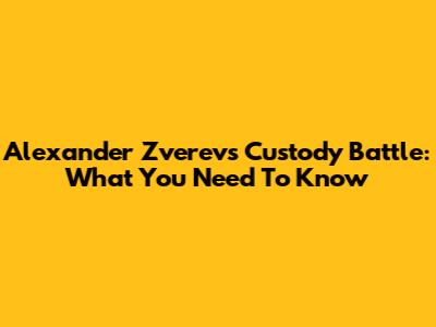 Alexander Zverev's Custody Battle: What You Need To Know