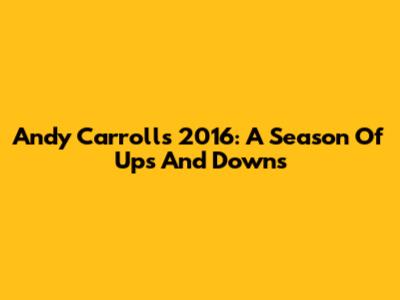 Andy Carroll's 2016: A Season Of Ups And Downs