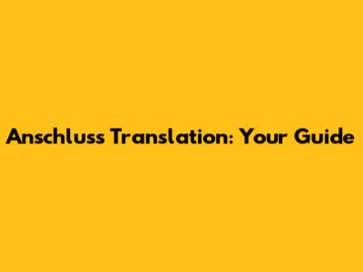 Anschluss Translation: Your Guide