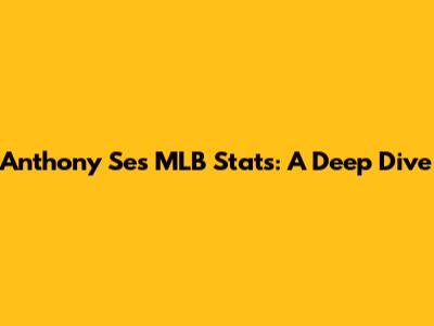 Anthony Se's MLB Stats: A Deep Dive