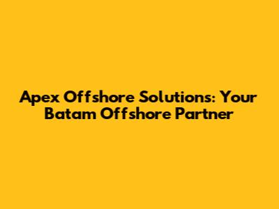 Apex Offshore Solutions: Your Batam Offshore Partner