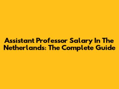Assistant Professor Salary In The Netherlands: The Complete Guide
