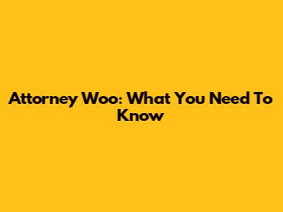 Attorney Woo: What You Need To Know