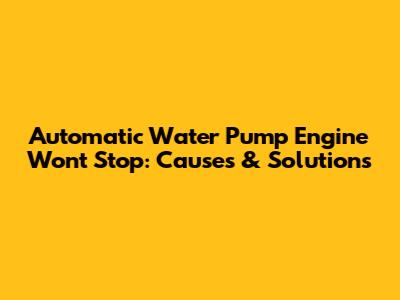 Automatic Water Pump Engine Won't Stop: Causes & Solutions