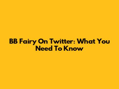 BB Fairy On Twitter: What You Need To Know