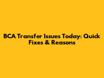 BCA Transfer Issues Today: Quick Fixes & Reasons