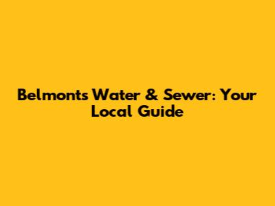 Belmont's Water & Sewer: Your Local Guide