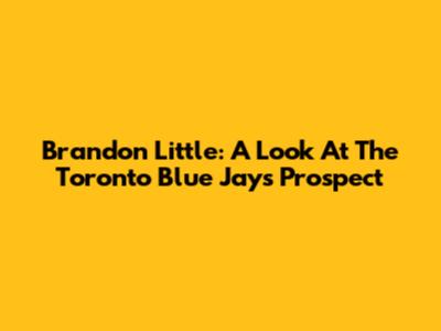 Brandon Little: A Look At The Toronto Blue Jays' Prospect