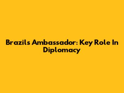 Brazil's Ambassador: Key Role In Diplomacy