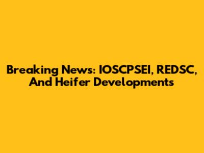 Breaking News: IOSCPSEI, REDSC, And Heifer Developments