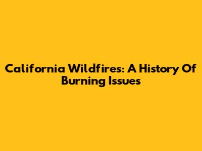 California Wildfires: A History Of Burning Issues