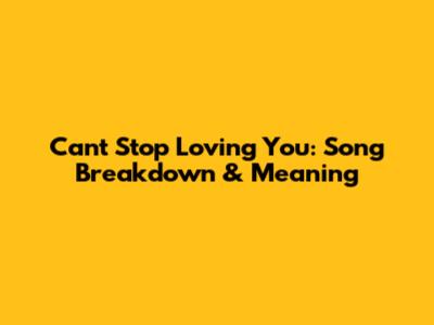 Can't Stop Loving You: Song Breakdown & Meaning
