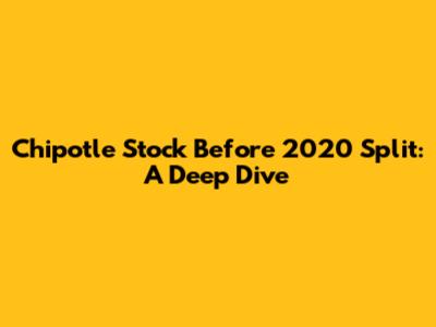Chipotle Stock Before 2020 Split: A Deep Dive