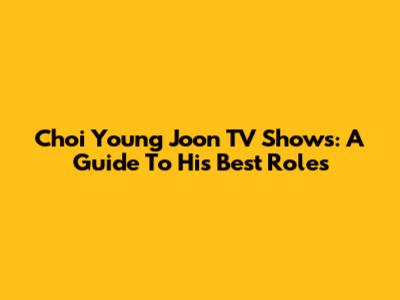 Choi Young Joon TV Shows: A Guide To His Best Roles
