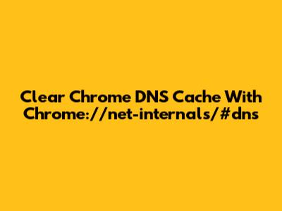 Clear Chrome DNS Cache With Chrome://net-internals/#dns