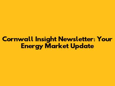 Cornwall Insight Newsletter: Your Energy Market Update