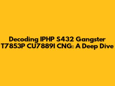 Decoding IPHP S432 Gangster T7853P CU7889I CNG: A Deep Dive