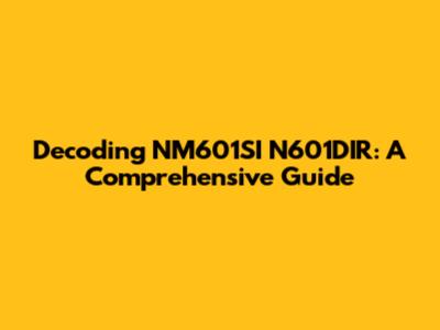 Decoding NM601SI N601DIR: A Comprehensive Guide