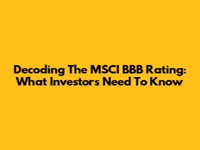 Decoding The MSCI BBB Rating: What Investors Need To Know