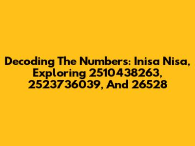 Decoding The Numbers: Inisa Nisa, Exploring 2510438263, 2523736039, And 26528