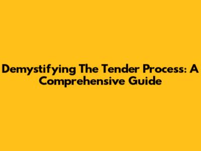 Demystifying The Tender Process: A Comprehensive Guide