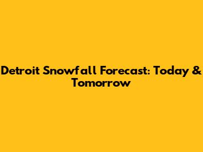 Detroit Snowfall Forecast: Today & Tomorrow