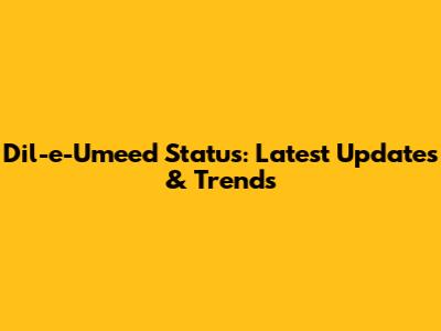 Dil-e-Umeed Status: Latest Updates & Trends