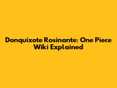 Donquixote Rosinante: One Piece Wiki Explained