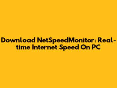 Download NetSpeedMonitor: Real-time Internet Speed On PC