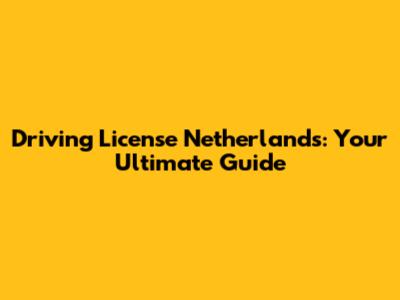 Driving License Netherlands: Your Ultimate Guide