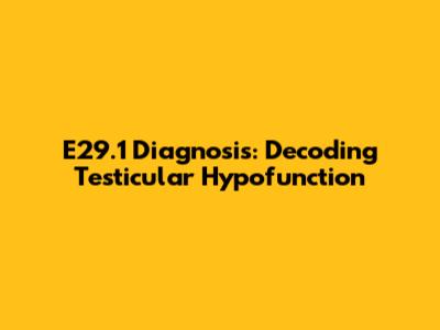 E29.1 Diagnosis: Decoding Testicular Hypofunction