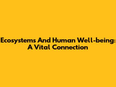 Ecosystems And Human Well-being: A Vital Connection