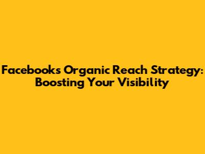 Facebook's Organic Reach Strategy: Boosting Your Visibility