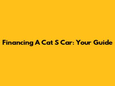 Financing A Cat S Car: Your Guide