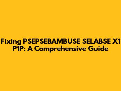 Fixing PSEPSEBAMBUSE SELABSE X1 P1P: A Comprehensive Guide