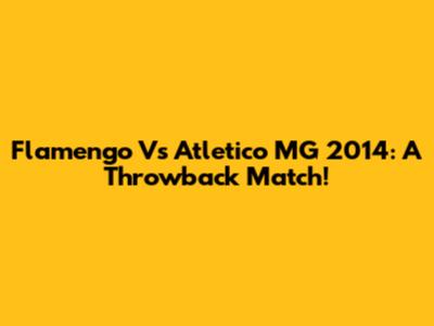 Flamengo Vs Atletico MG 2014: A Throwback Match!
