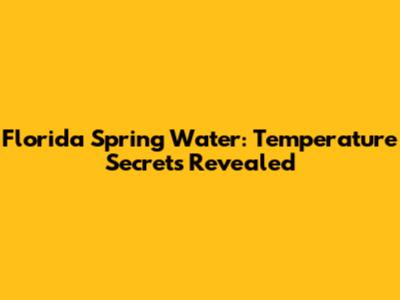 Florida Spring Water: Temperature Secrets Revealed