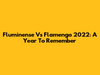 Fluminense Vs Flamengo 2022: A Year To Remember