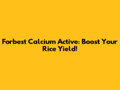 Forbest Calcium Active: Boost Your Rice Yield!
