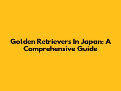 Golden Retrievers In Japan: A Comprehensive Guide