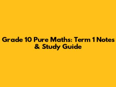 Grade 10 Pure Maths: Term 1 Notes & Study Guide