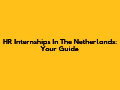 HR Internships In The Netherlands: Your Guide