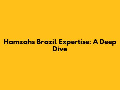 Hamzah's Brazil Expertise: A Deep Dive