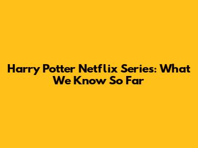 Harry Potter Netflix Series: What We Know So Far