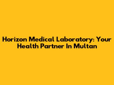 Horizon Medical Laboratory: Your Health Partner In Multan