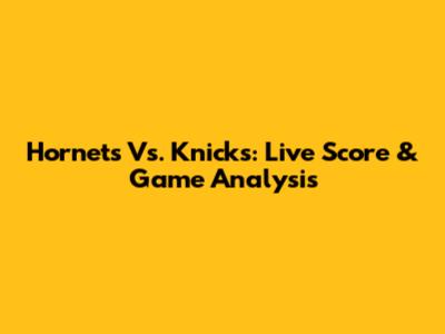 Hornets Vs. Knicks: Live Score & Game Analysis